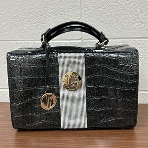 EUC Large Julia & Michael Black Croc  Patent Satchel